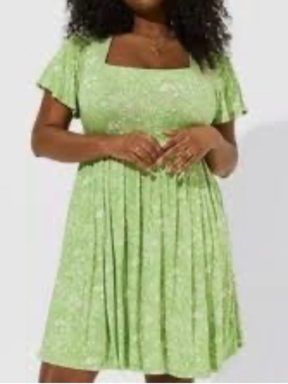 Torrid Light Green Flutter Sleeve Skater Dress